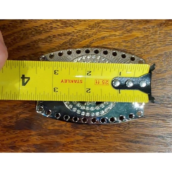 NEW Unisex Rhinestone Embellished Silver Peace Sign Belt Buckle - Picture 4 of 4
